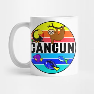 Cancun Mexico Tropical Beach Toucan Fish Sloth Travel Vacation Mug